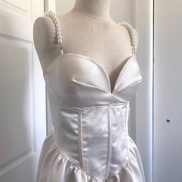 Fashion Nova Pearly Girl Satin Mini Dress - Picture 2 of 6